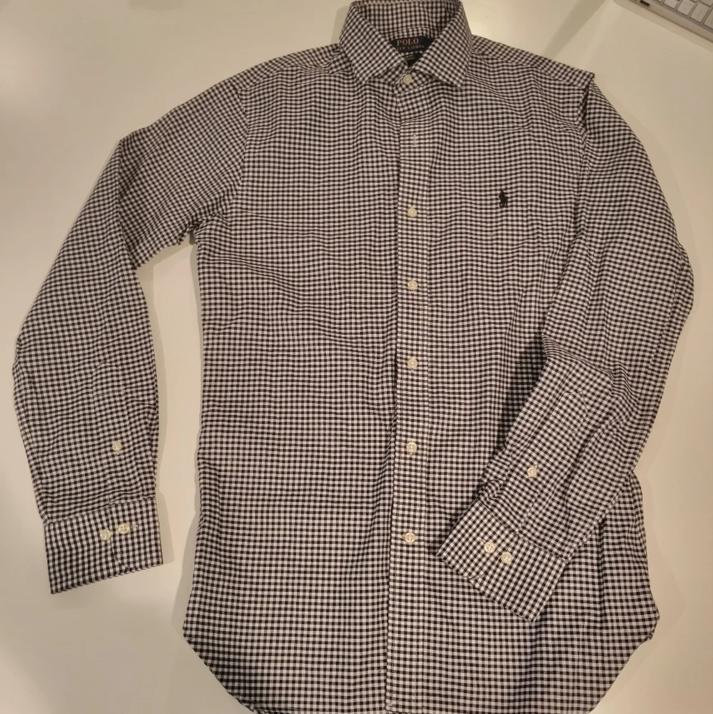 Polo Ralph Lauren Button Up Youth Size 15 1/2 34/35 black white